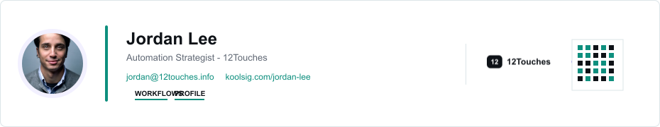 Jordan Lee example KoolSig email signature