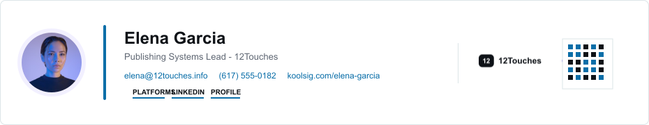 Elena Garcia example KoolSig email signature