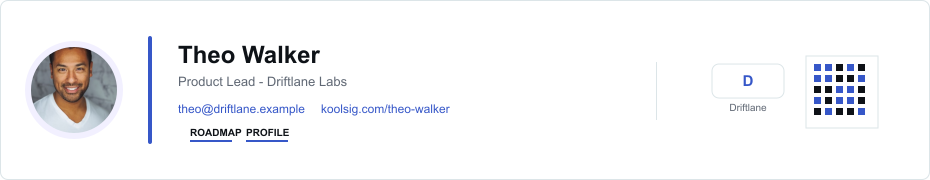 Theo Walker example KoolSig email signature
